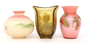 FENTON GLASS HAND PAINTED VASES 