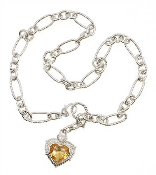 STERLING SILVER JUDITH RIPKA CITRINE HEART NECKLACE 