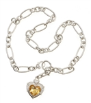 STERLING SILVER JUDITH RIPKA CITRINE HEART NECKLACE 