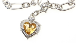 STERLING SILVER JUDITH RIPKA CITRINE HEART NECKLACE 