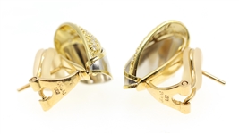 18K YELLOW GOLD & PLATINUM DIAMOND OMEGA BACK EARRINGS