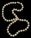 7.75MM PEARL NECKLACE 14K YELLOW GOLD CLASP