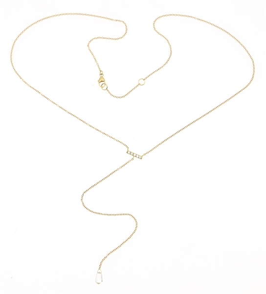 18K YELLOW GOLD BRIOLETTE DIAMOND T NECKLACE
