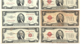 1928 - 1963 US RED SEAL NOTES $1 & $5