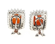 14K WHITE GOLD GARNET & DIAMOND EARRINGS