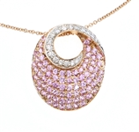 14K ROSE GOLD DIAMOND & PINK SAPPHIRE PENDANT w/ CHAIN