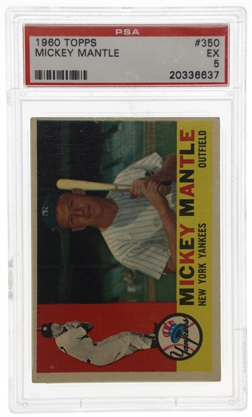 1960 TOPPS MICKEY MANTLE #350 PSA GRADED BASEBALL CARD