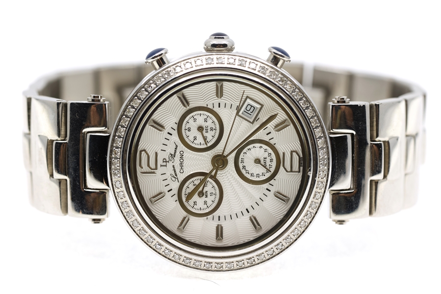 LUCIEN PICCARD STAINLESS STEEL CHRONO WRISTWATCH