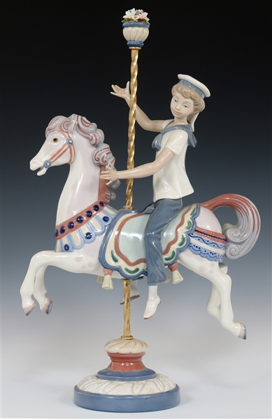 LLADRO PORCELAIN 1470 BOY ON CAROUSEL FIGURINE 