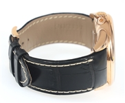 MILUS TIRION TRI-RETROGRADE 18K GOLD CASE WRISTWATCH