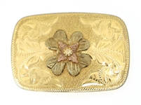 LAZY K WESTERN DRESS BELT BUCKLE WITH 10K GOLD ACCENT