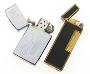 ZIPPO & DUNHILL DECORATIVE METAL CASE LIGHTERS 