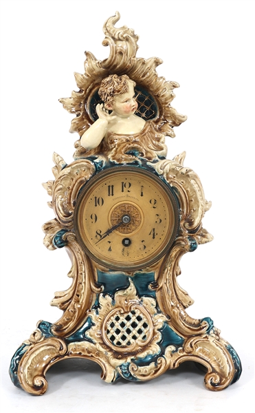 OVINGTON BROTHERS PORCELAIN MANTLE CLOCK 