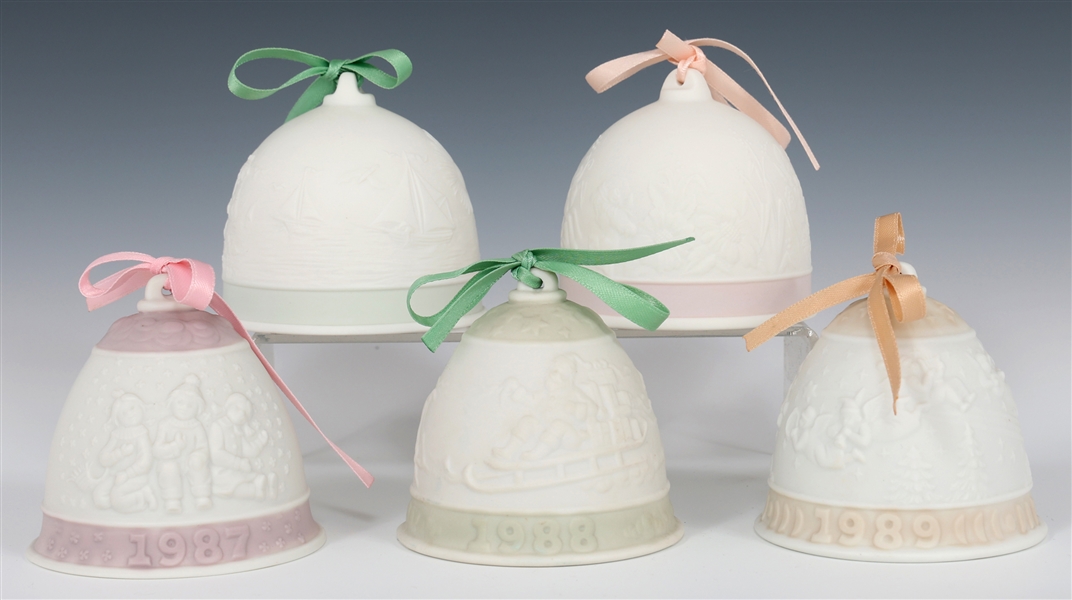 LLADRO PORCELAIN CHRISMAS BELL ORNAMENTS