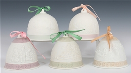 LLADRO PORCELAIN CHRISMAS BELL ORNAMENTS