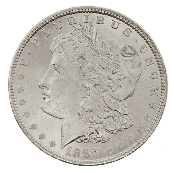 1887-P US SILVER MORGAN DOLLAR UNC COIN