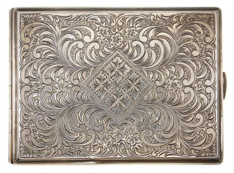 .950 SILVER FLORAL & ACANTHUS PATTERN CIGARETTE CASE