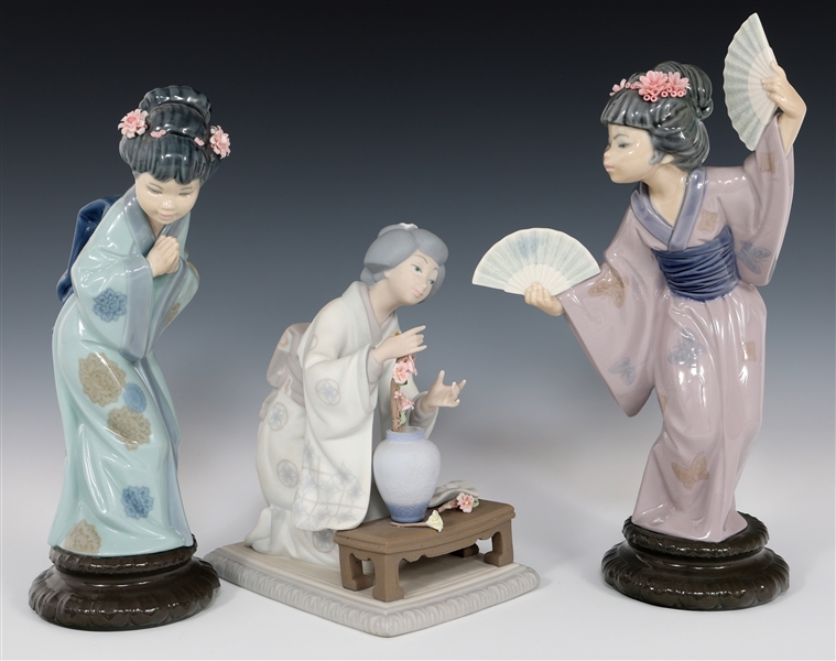 LLADRO GEISHA PORCELAIN FIGURINES 4840, 4981 & 4991