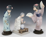 LLADRO GEISHA PORCELAIN FIGURINES 4840, 4981 & 4991