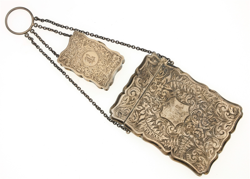 ENGLISH STERLING SILVER CARD CASE & SNUFF BOX PURSE