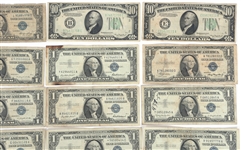 US $1 SILVER CERTIFICATES & $10 FEDERAL RESERVE NOTES