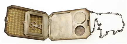 STERLING SILVER VINAIGRETTE, PERFUME FLASK, & PURSE