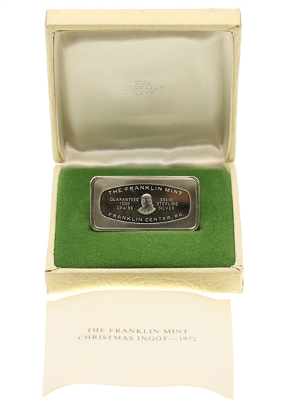 1972 XMAS FRANKLIN MINT 1000 GRAINS STERLING INGOT