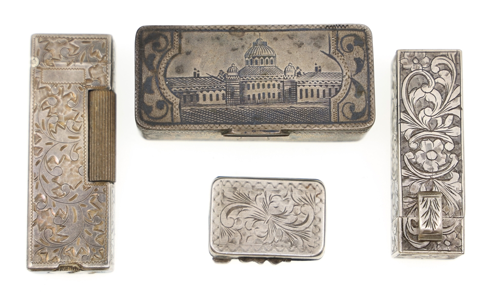 SILVER BOXES, LIGHTER, & LIPSTICK CASE