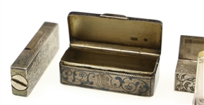 SILVER BOXES, LIGHTER, & LIPSTICK CASE