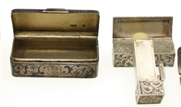 SILVER BOXES, LIGHTER, & LIPSTICK CASE