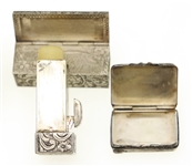 SILVER BOXES, LIGHTER, & LIPSTICK CASE