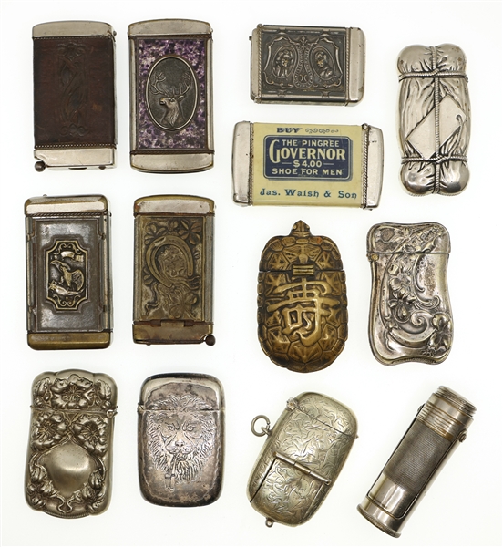BASE METAL & SILVERPLATED MATCH SAFES / POCKET VESTAS
