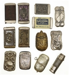 BASE METAL & SILVERPLATED MATCH SAFES / POCKET VESTAS