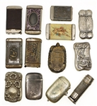 BASE METAL & SILVERPLATED MATCH SAFES / POCKET VESTAS
