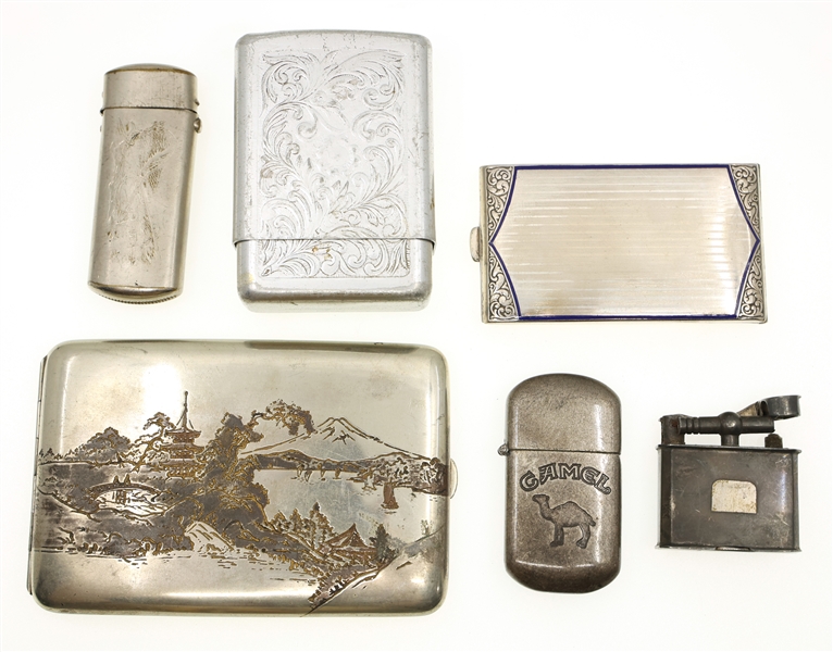 SILVER-TONE CIGARETTE CASES, LIGHTERS & MATCH SAFE 