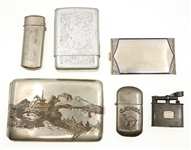 SILVER-TONE CIGARETTE CASES, LIGHTERS & MATCH SAFE 