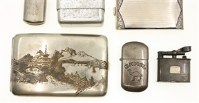 SILVER-TONE CIGARETTE CASES, LIGHTERS & MATCH SAFE 