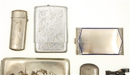 SILVER-TONE CIGARETTE CASES, LIGHTERS & MATCH SAFE 