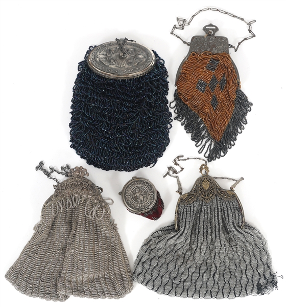 BEADED EVENING BAGS W/ DECORATIVE HANDLES/LIDS