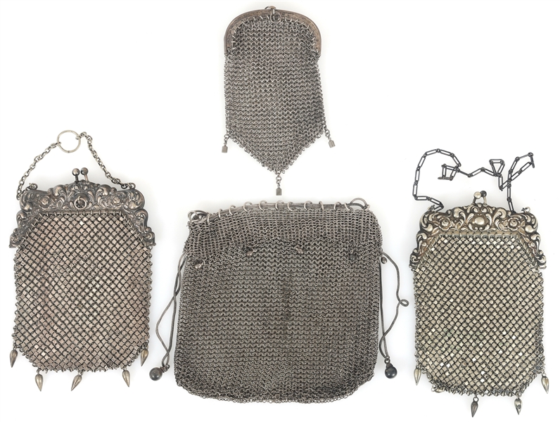 SILVER-TONE MESH EVENING BAGS 
