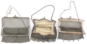 NICKEL SILVER MESH EVENING BAGS
