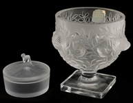 LALIQUE CRYSTAL FROSTED VASE & JAR 