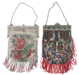 EARLY 20TH C. BEADED EVENING BAGS W/ SILVER-TONE FRAMES