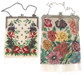 EARLY 20TH C. FLORAL BEADED EVENING BAGS