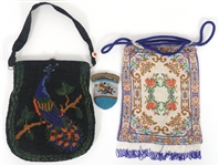GLASS MICRO-BEADED EVENING BAGS & COIN PURSE