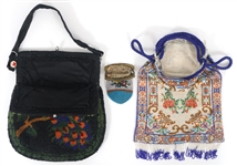 GLASS MICRO-BEADED EVENING BAGS & COIN PURSE