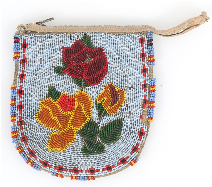20TH C. NATIVE AMERICAN TOURIST TRADE BEADED POUCH