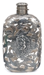19TH C. GORHAM STERLING SILVER OVERLAY & GLASS FLASK