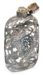 19TH C. GORHAM STERLING SILVER OVERLAY & GLASS FLASK