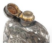 19TH C. GORHAM STERLING SILVER OVERLAY & GLASS FLASK